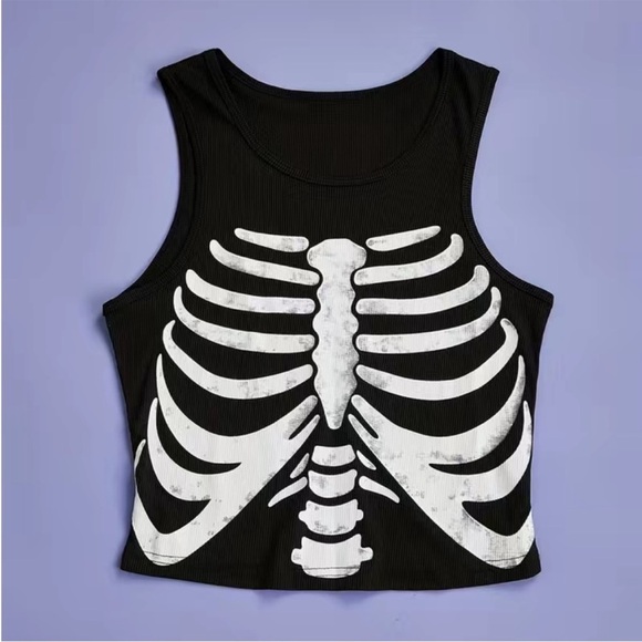 Skeleton X Ray Graphic Print Ribbed Tank Top - Picture 4 of 5